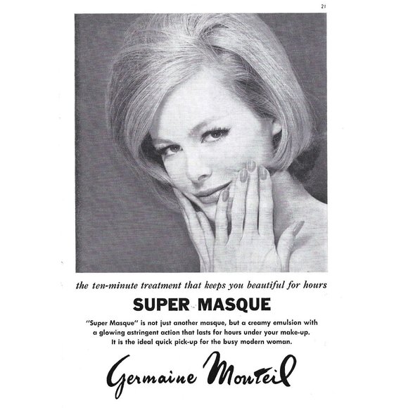 Germaine Monteil Super Masque Beauty 1960s Vintage Print Ad 9 inch Tall - Picture 1 of 2